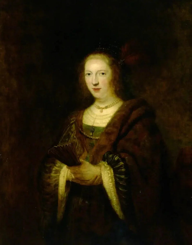 Lady Holding a Fan - Rembrandt