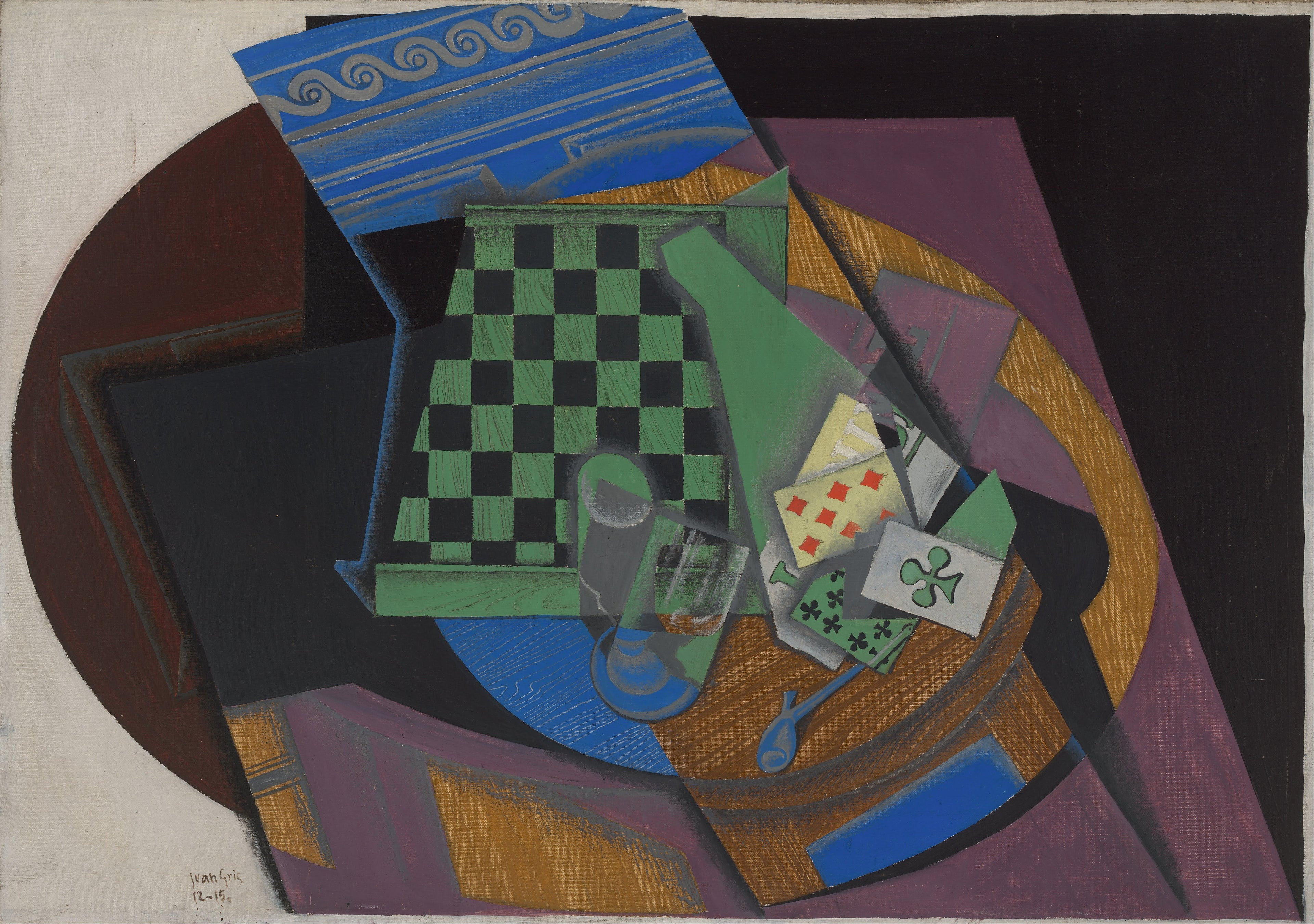 Checkerboard and playing cards - Juan Gris