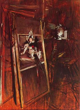 In the painter's studio with the young lady Errazuriz - Giovanni Boldini