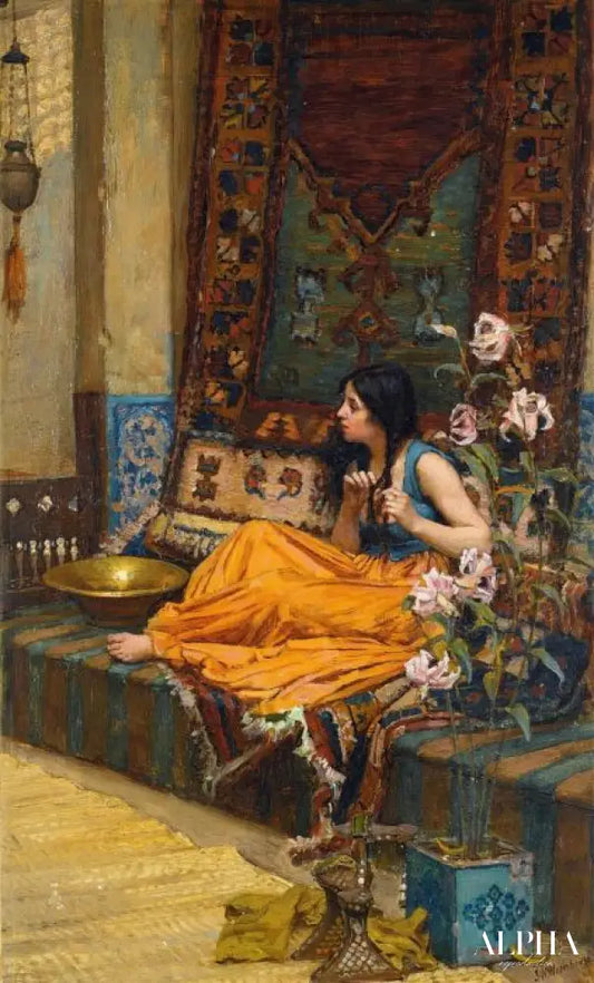 Dans le harem une odalisque - John William Waterhouse Reproductions de tableaux à la peinture à l’huile