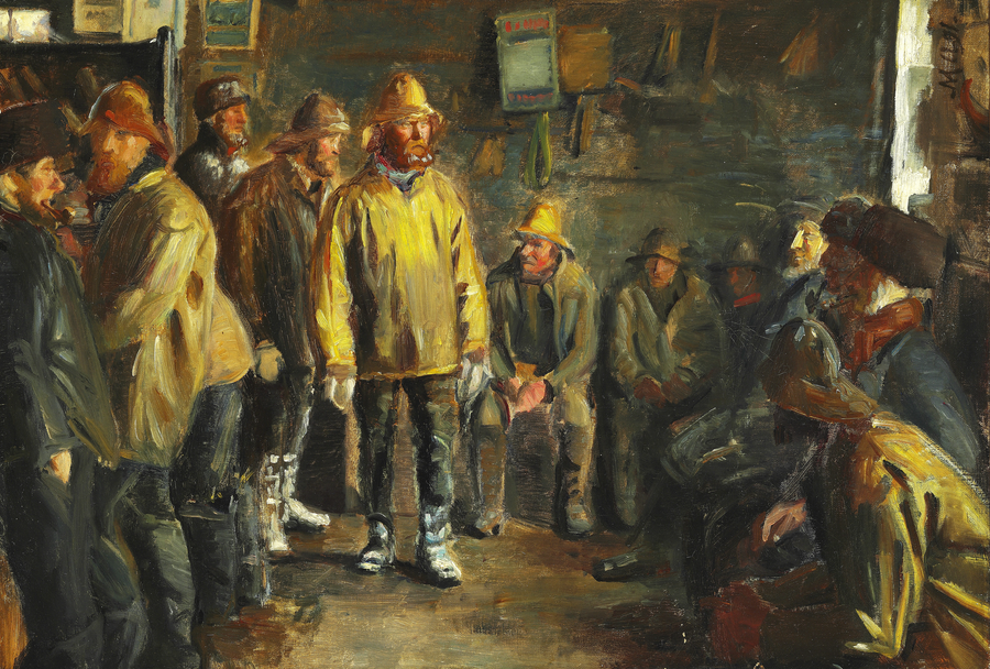 In a grocery store, on a winter day when there is no fishing, study - Michael Peter Ancher