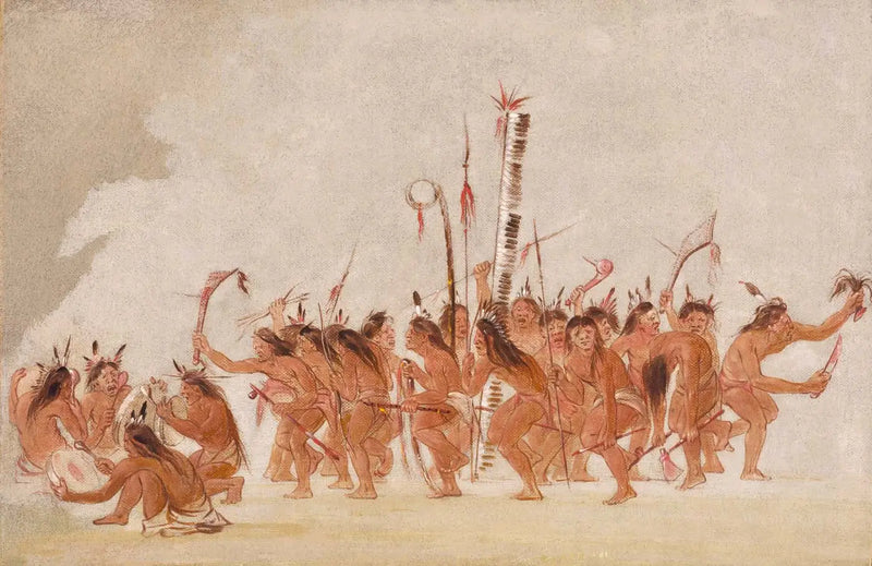 Dance of the Braves, Ojibwa - George Catlin