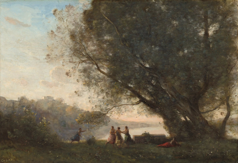 Dance under the trees by the lake - Jean-Baptiste Camille Corot