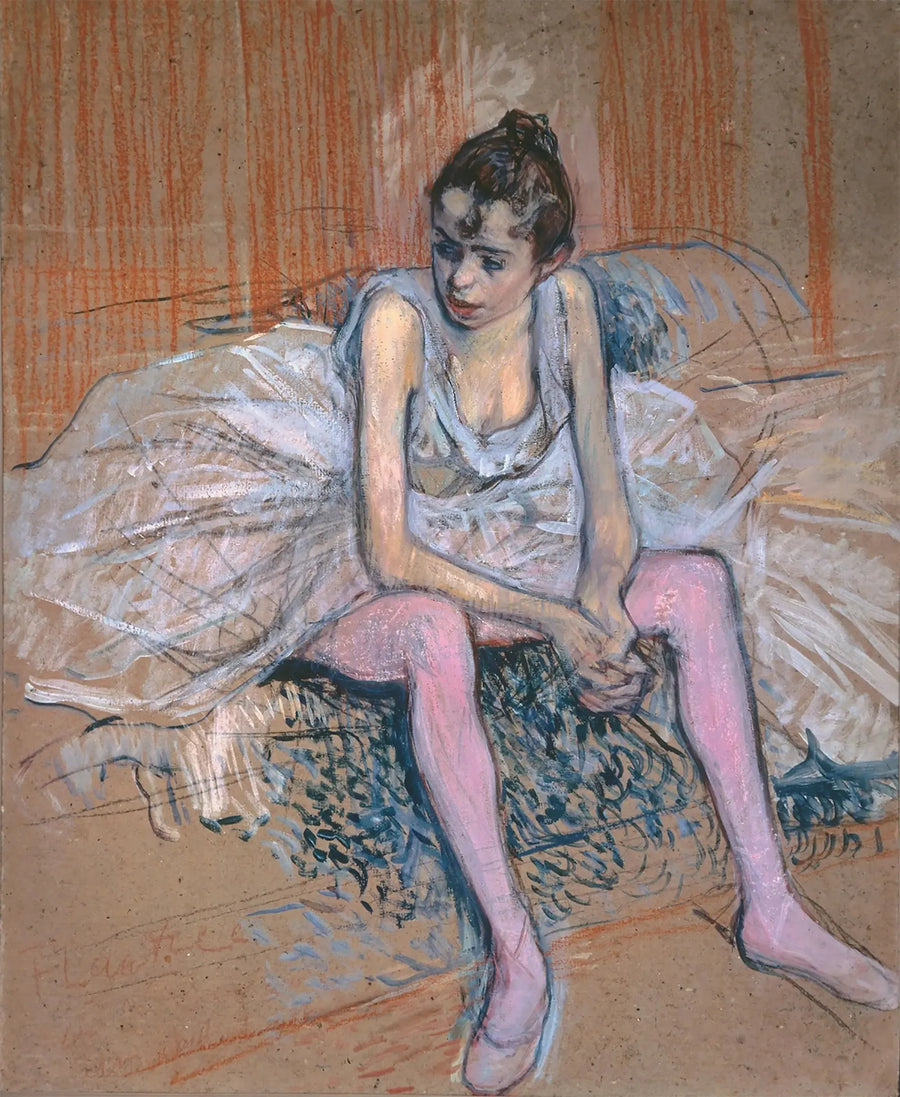 Seated Dancer in Pink Stockings - Henri de Toulouse-Lautrec