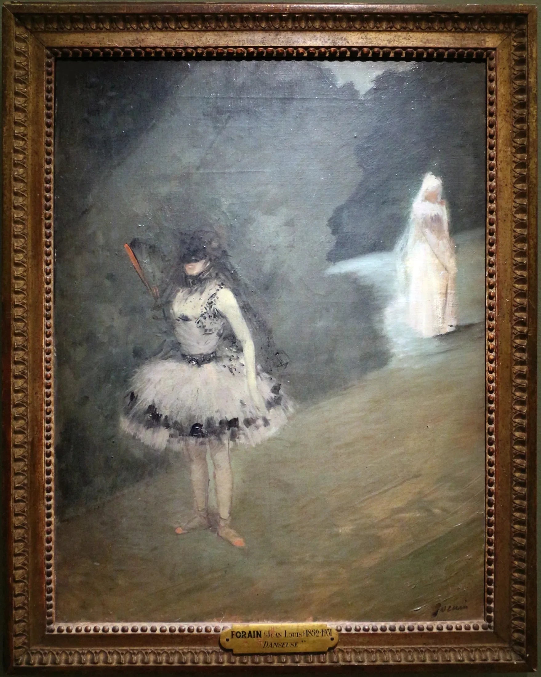 Danseuse debout derrière un portant de coulisse - Jean-Louis Forain image 1 copie de tableau peinte à la main
