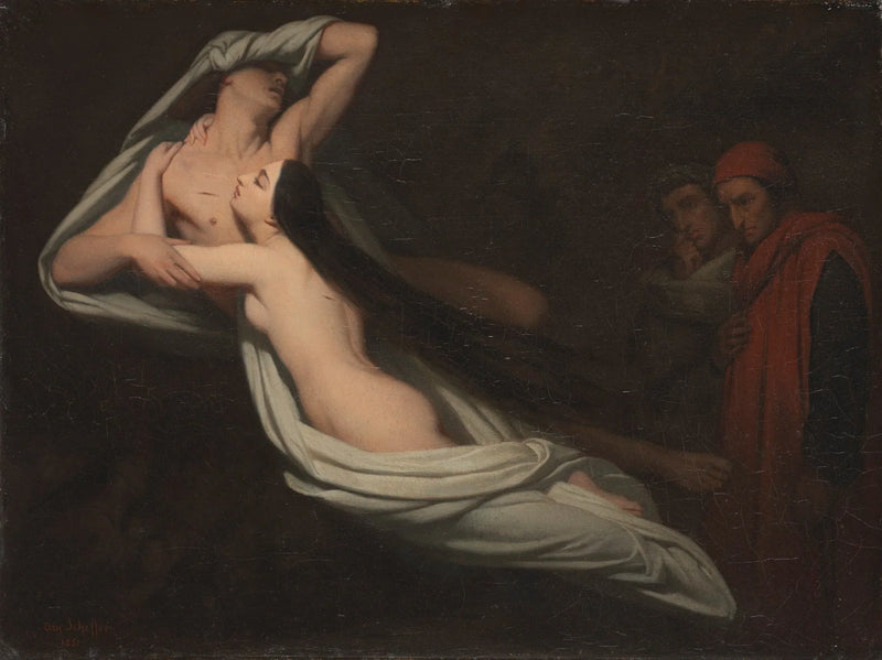 Dante and Virgil meet the shadows of Francesca da Rimini and Paolo - Ary Scheffer