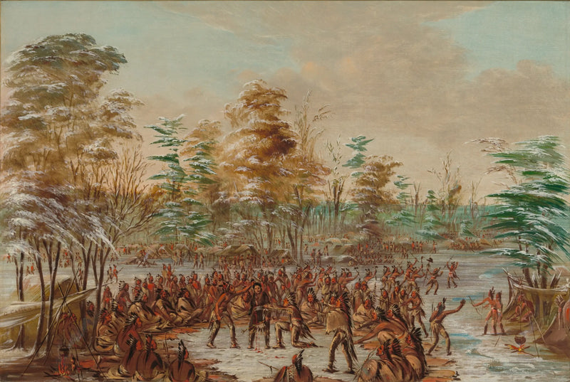 Tonty asking for peace in the Iroquois village. January 2, 1680 - George Catlin