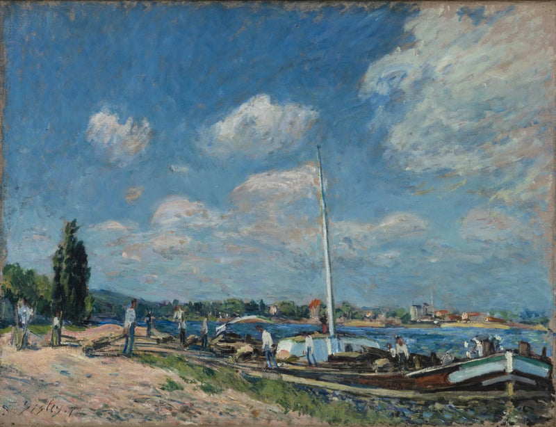 Unloading Barges at Billancourt - Alfred Sisley