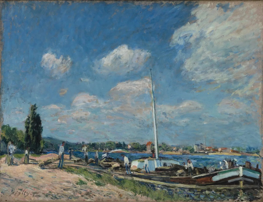 Unloading Barges at Billancourt - Alfred Sisley