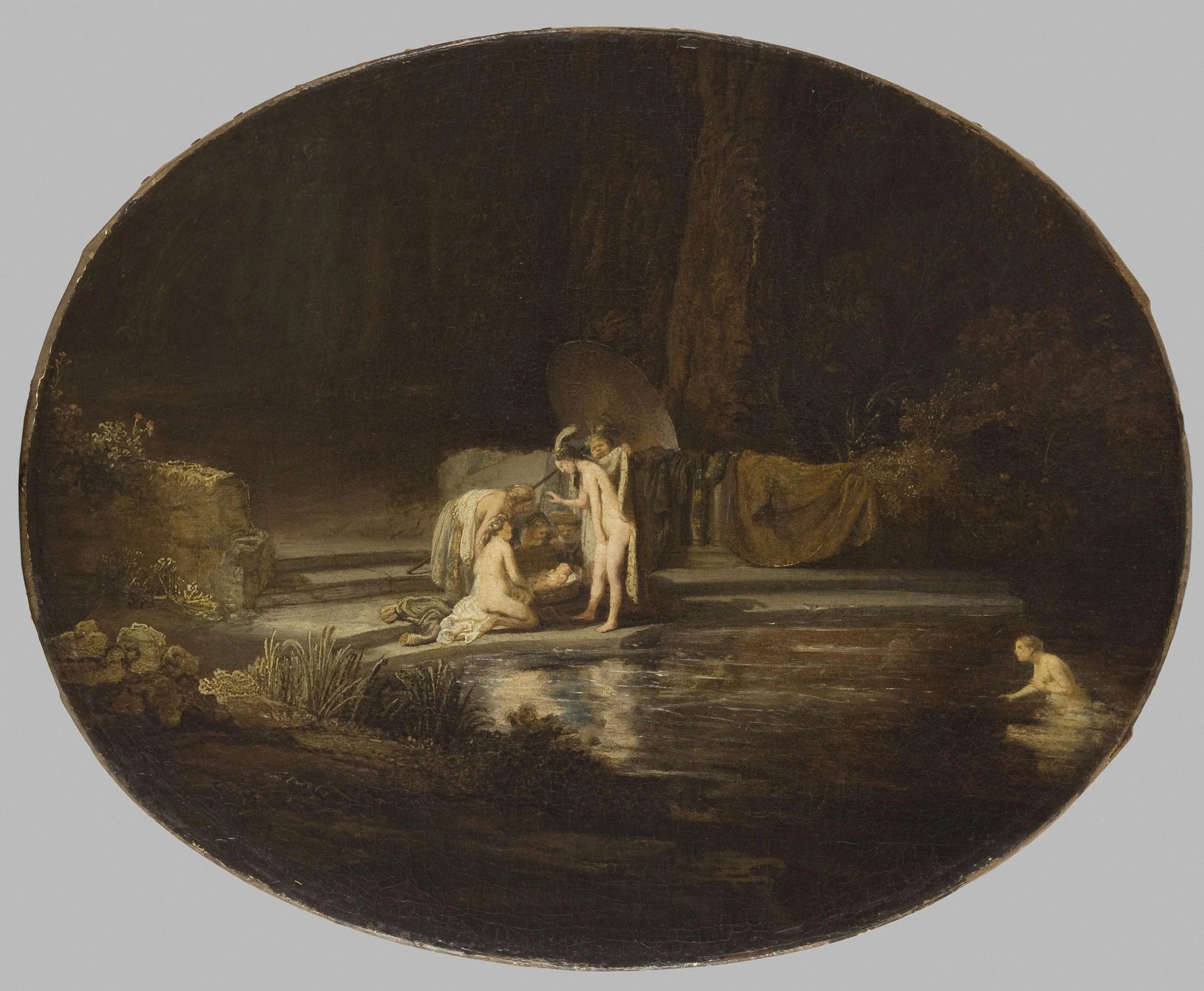 La découverte de Moïse — atelier de Rembrandt, années 1630, Philadelphia Museum of Art