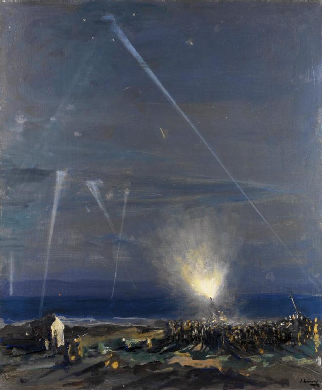 Coastal defense: an 18-pounder anti-aircraft gun, Tyneside - John Lavery