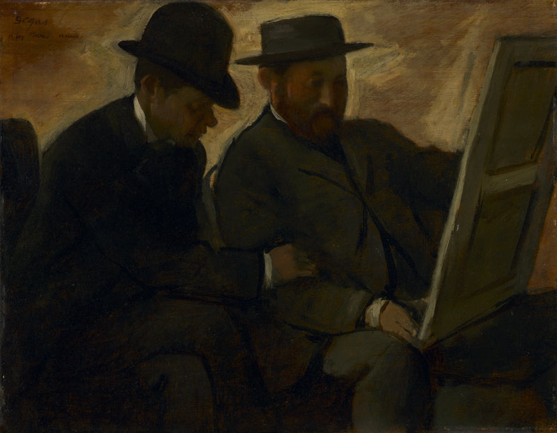 Paul Lafond and Alphonse Cherfils Examining a Painting - Edgar Degas