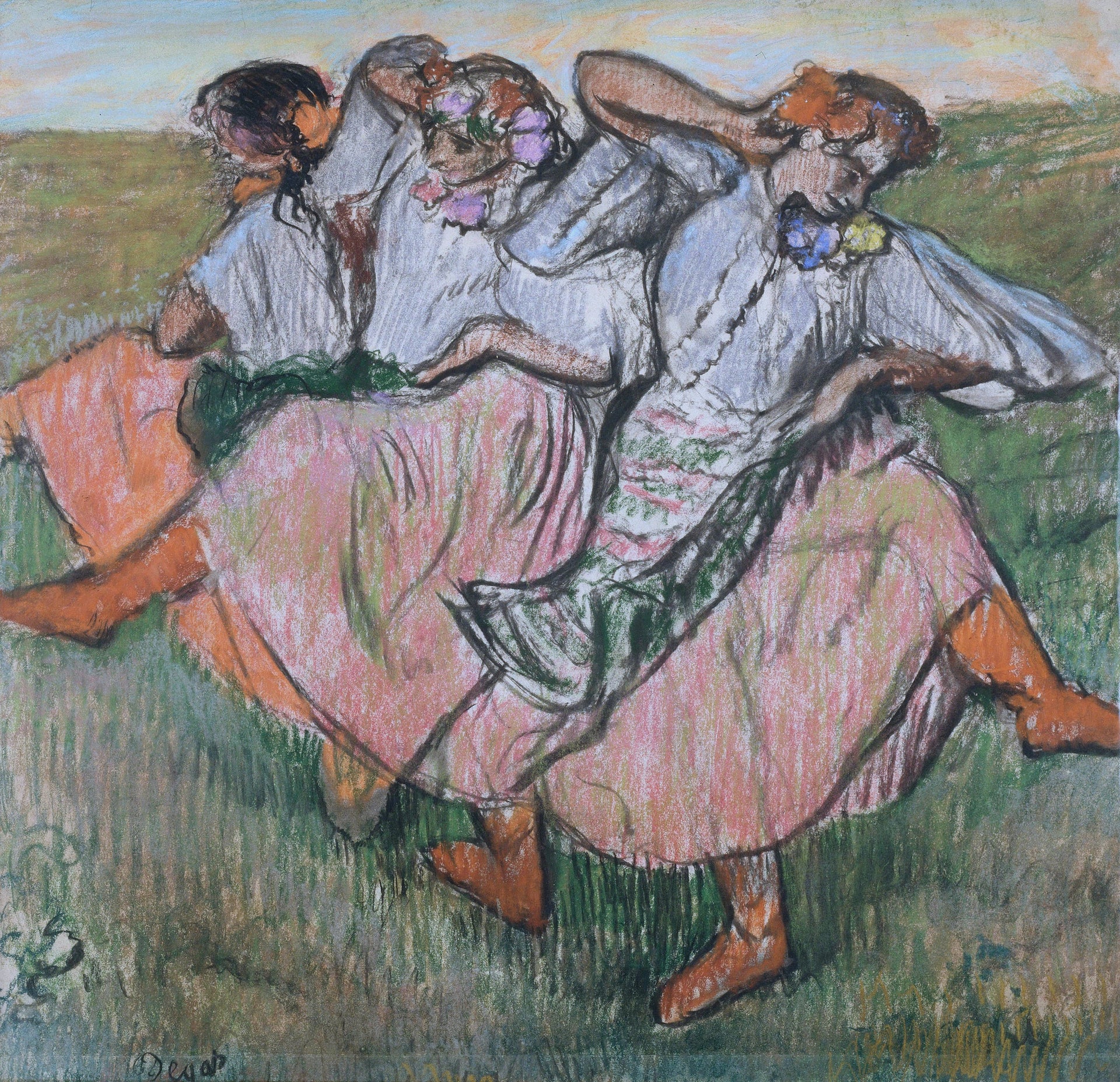 Trois danseuses en costume ukrainien par Edgar Degas – reproduction peinture à l’huile sur toile