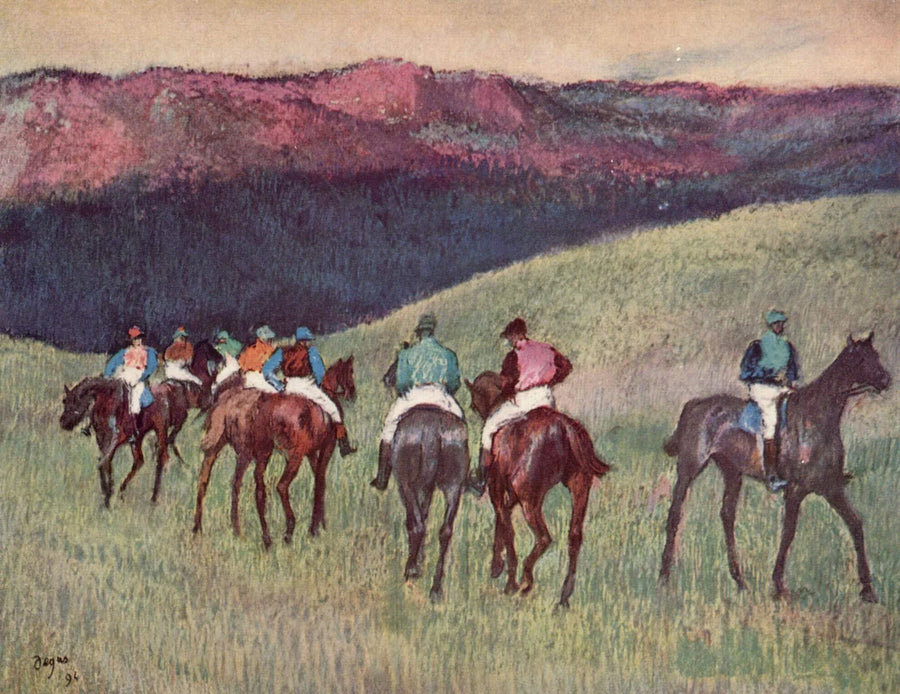 Racehorses in a Landscape - Edgar Degas