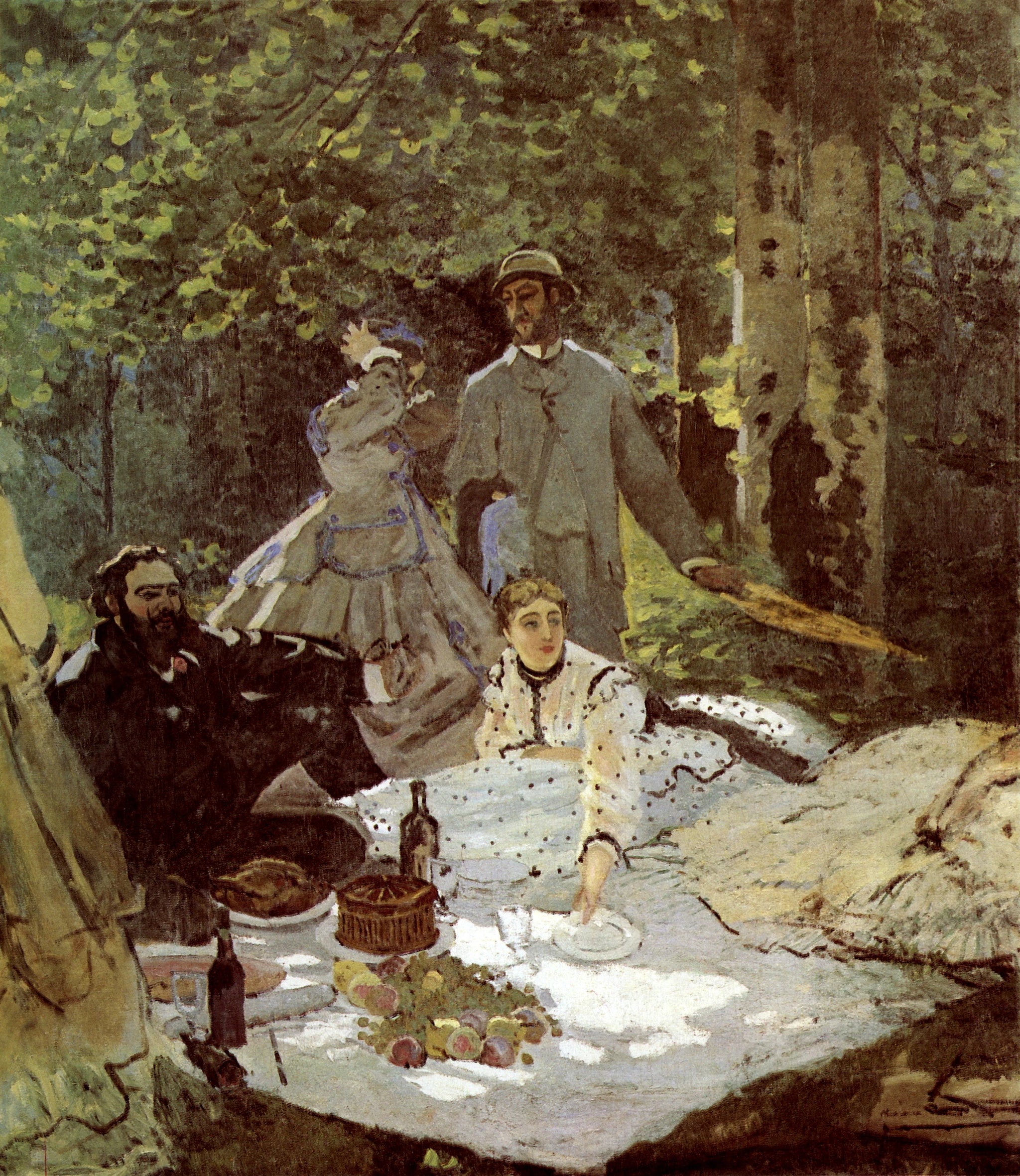Le Déjeuner sur l’herbe, fragment central W63/2 par Claude Monet, 1865-1866, musée d’Orsay