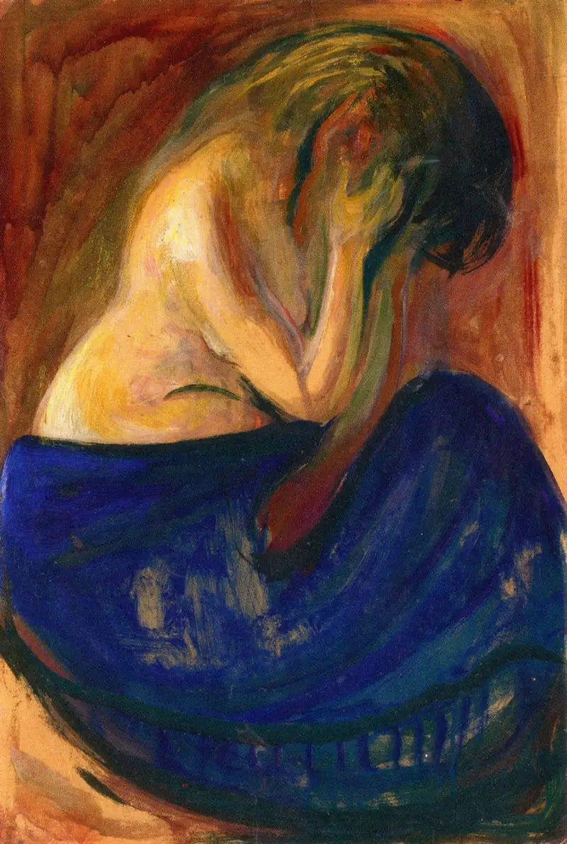 Half-Nude with Blue Skirt - Edvard Munch