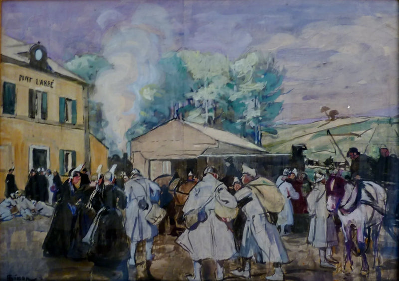 Départ des permissionnaires de la Grande Guerre à la gare de Pont-l'Abbé - Lucien Simon