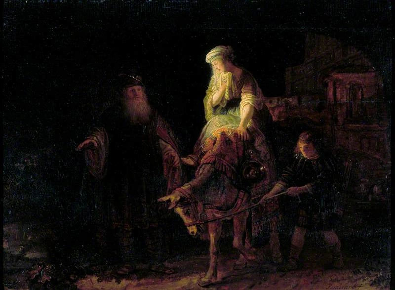 The Departure of the Sunamite Woman - Rembrandt