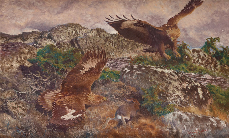 Eagles hunting a hare - Bruno Liljefors