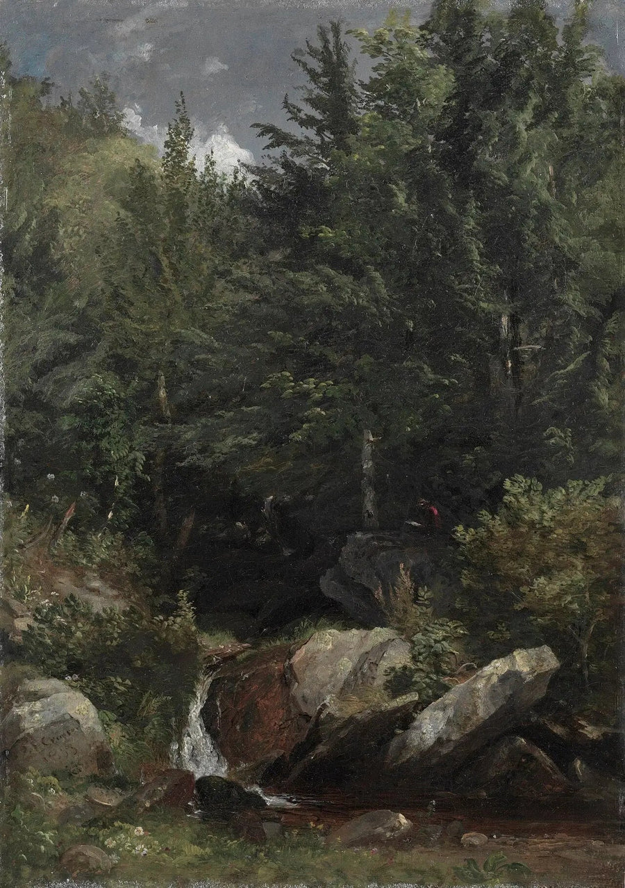 Trees and a stream on a hill - Jasper Francis Cropsey