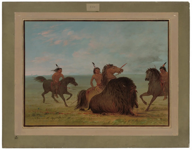 Des Camanchees launch a male bison - George Catlin