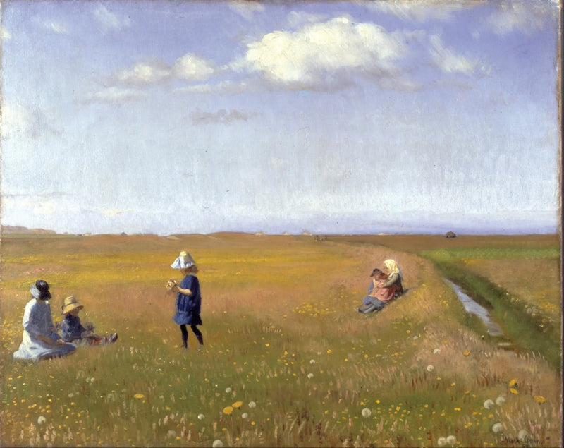 Children and young girls pick flowers in a field north of Skagen - Michael Peter Ancher
