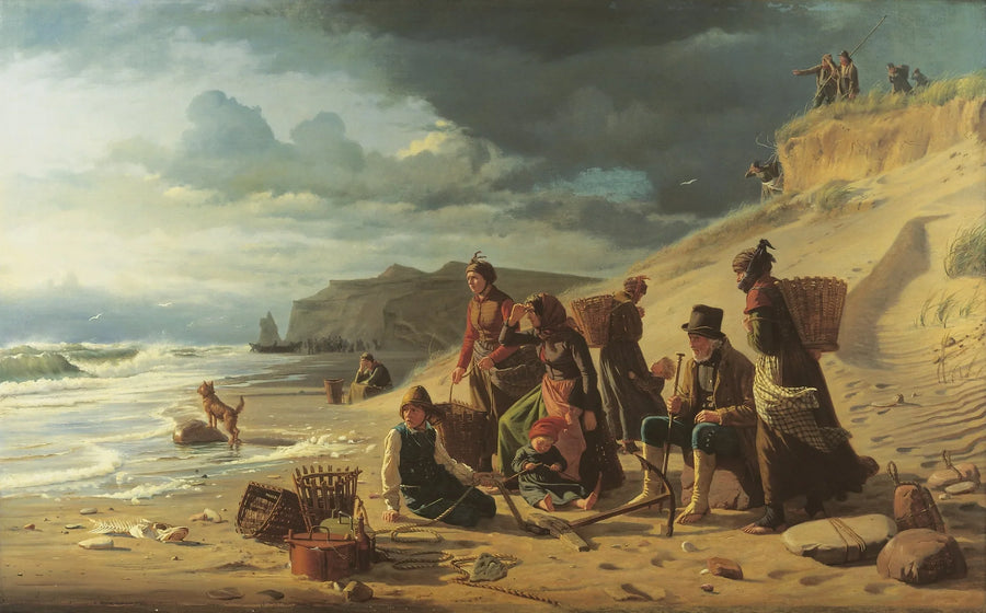 Fishermen's families await their return as a storm approaches. From the west coast of Jutland. - Carl Heinrich Bloch