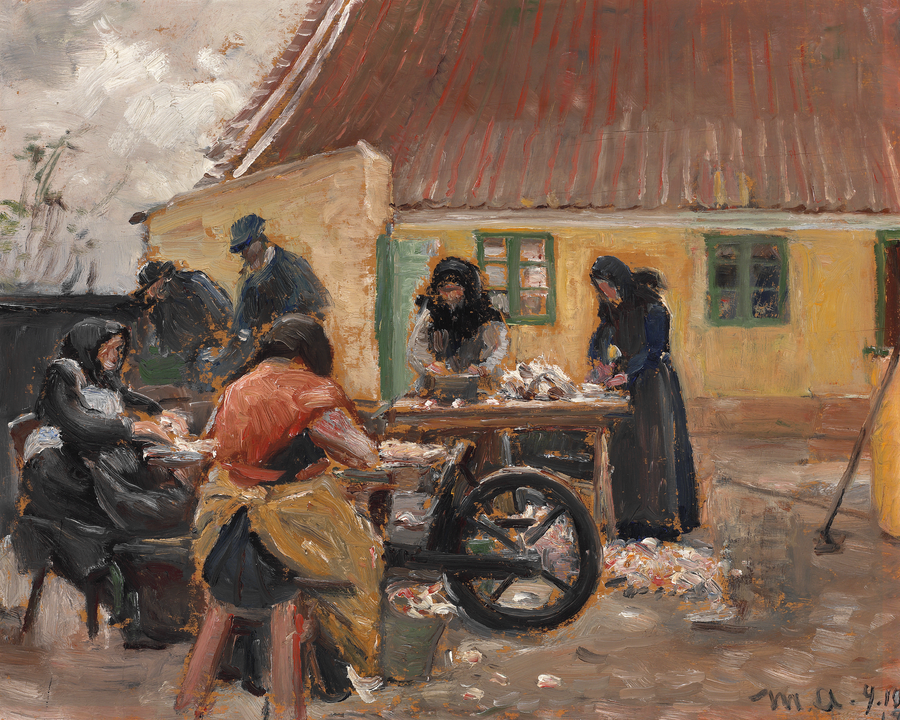 Women from Skagen clean fish. - Michael Peter Ancher