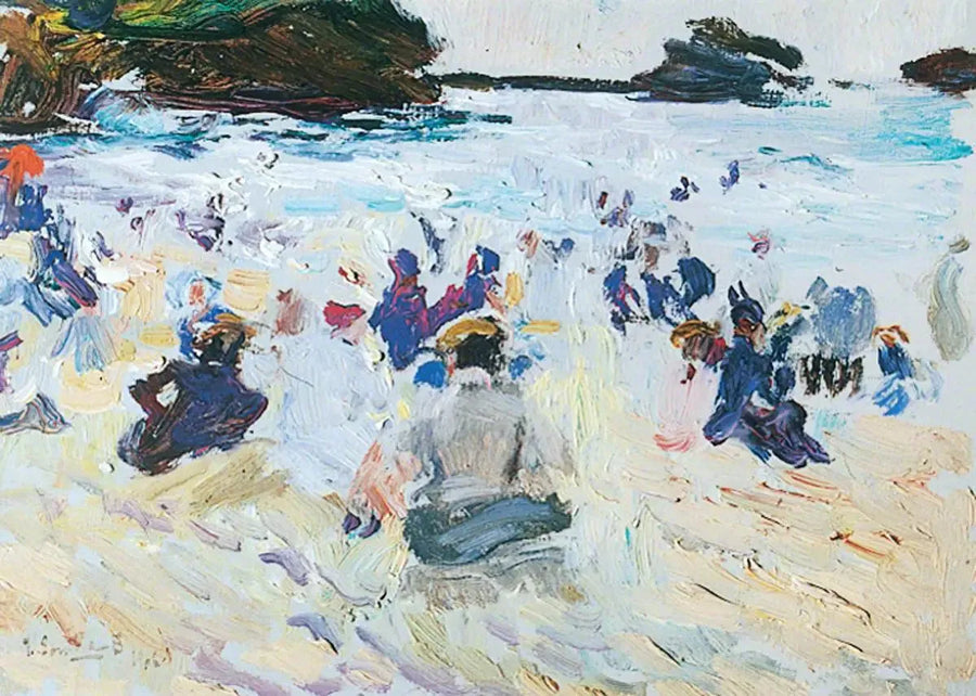 People Sitting on the Beach - Joaquín Sorolla