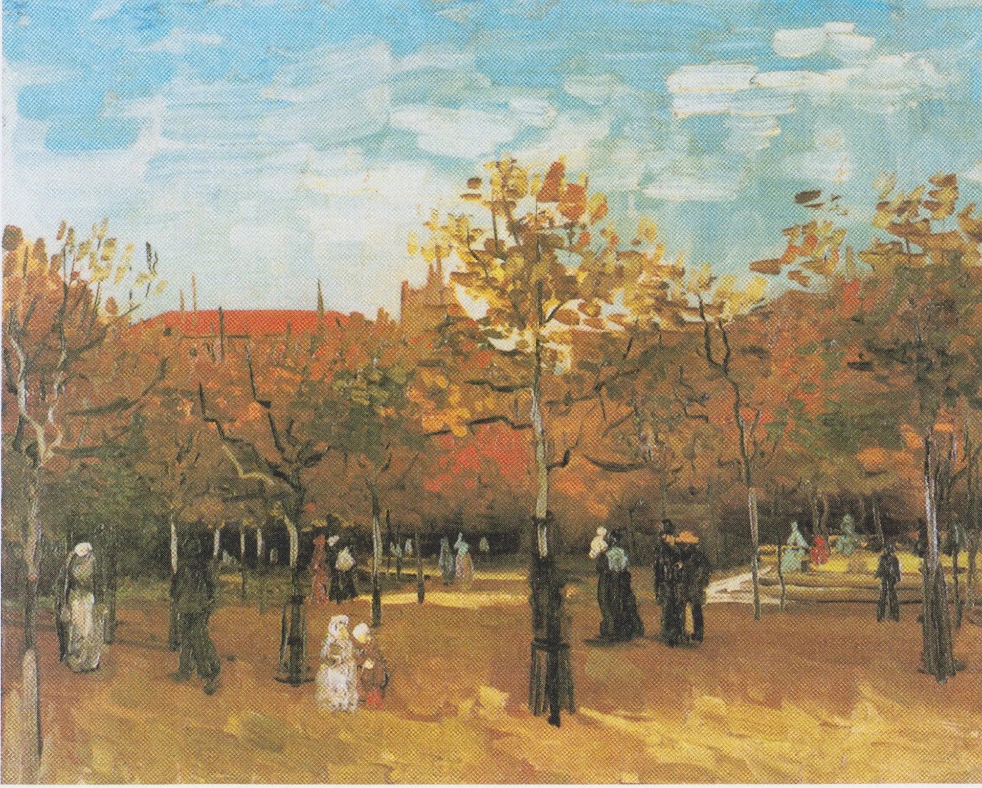 Des gens marchant dans un parc - Vincent van Gogh image 1 tableau peint à l’huile sur toile
