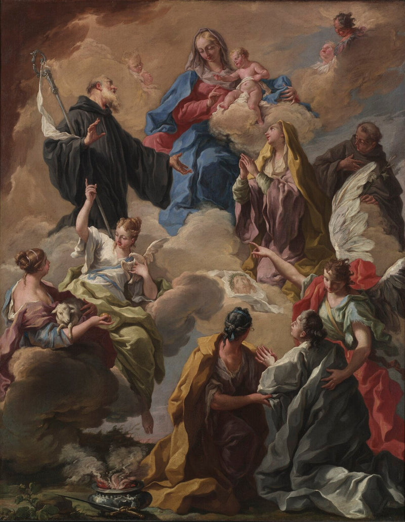 Saints Present a Pious Woman to the Virgin and Child. - Giovanni Battista Pittoni