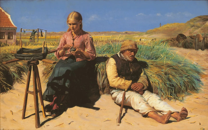 Silhouettes in a landscape. Blind Kristian and Tine among the dunes. - Michael Peter Ancher