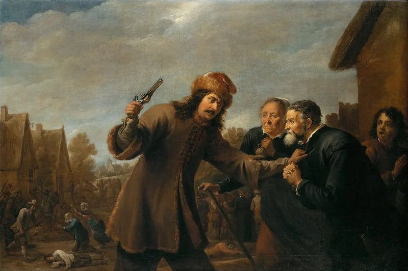 Soldiers attacking a village - David Teniers the Younger
