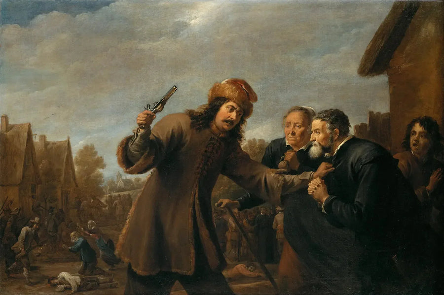 Soldiers attacking a village - David Teniers the Younger