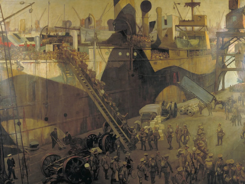 Troops embark at Southampton for the Western Front - John Lavery