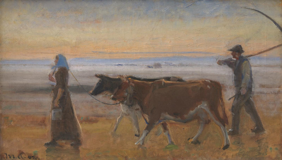 Cows are being driven across the moor - Michael Peter Ancher