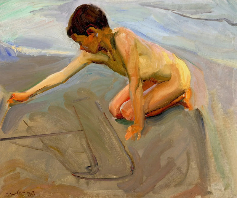 Drawing in the Sand - Joaquín Sorolla