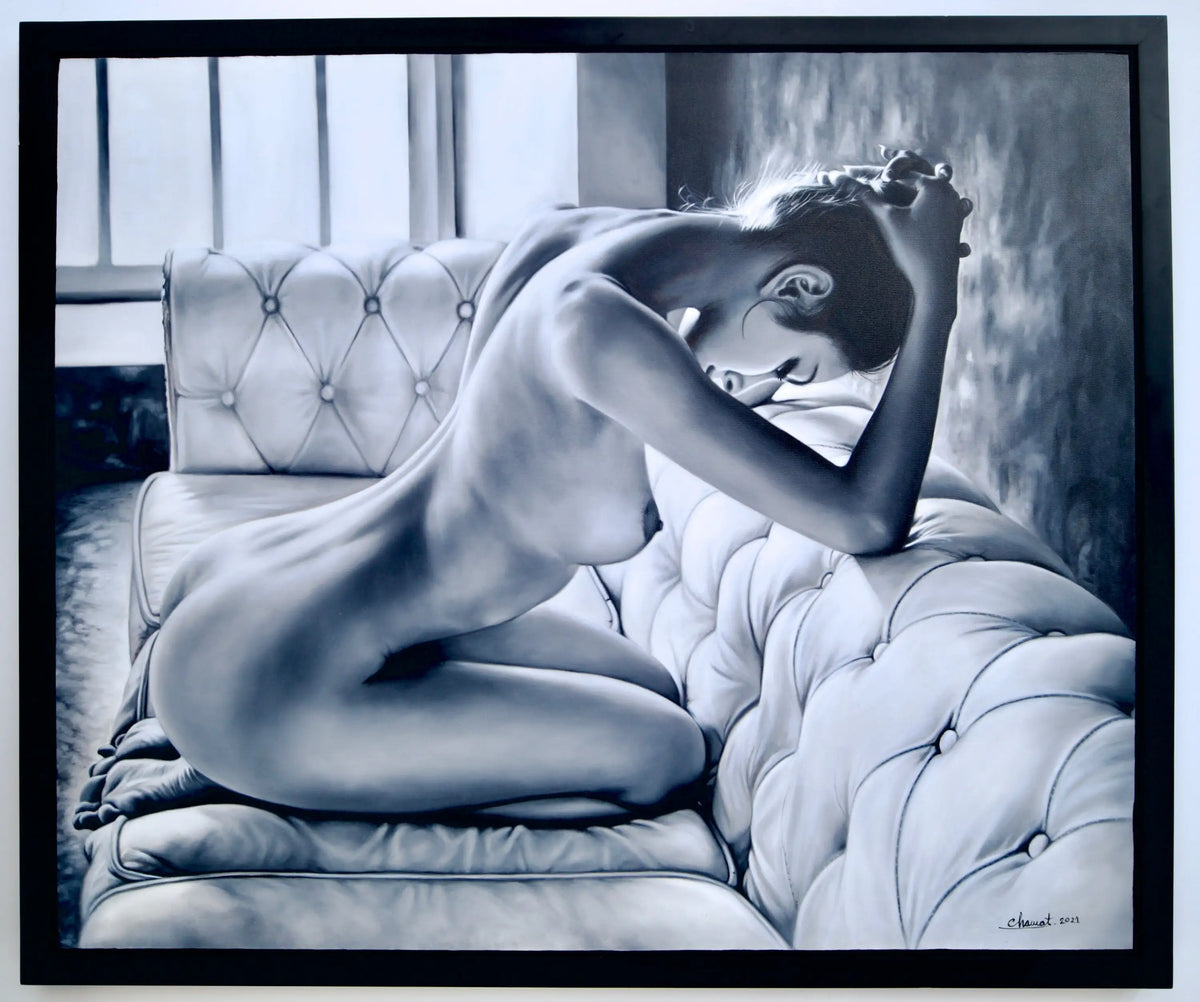 Relaxation on the sofa - Chawat | 120 x 100 cm Reproductions de tableaux à la peinture à l’huile