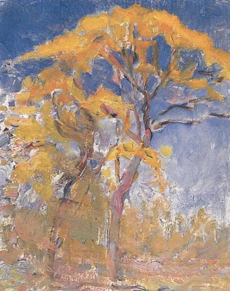 Two Trees with Orange Foliage Against the Blue Sky - Piet Mondrian