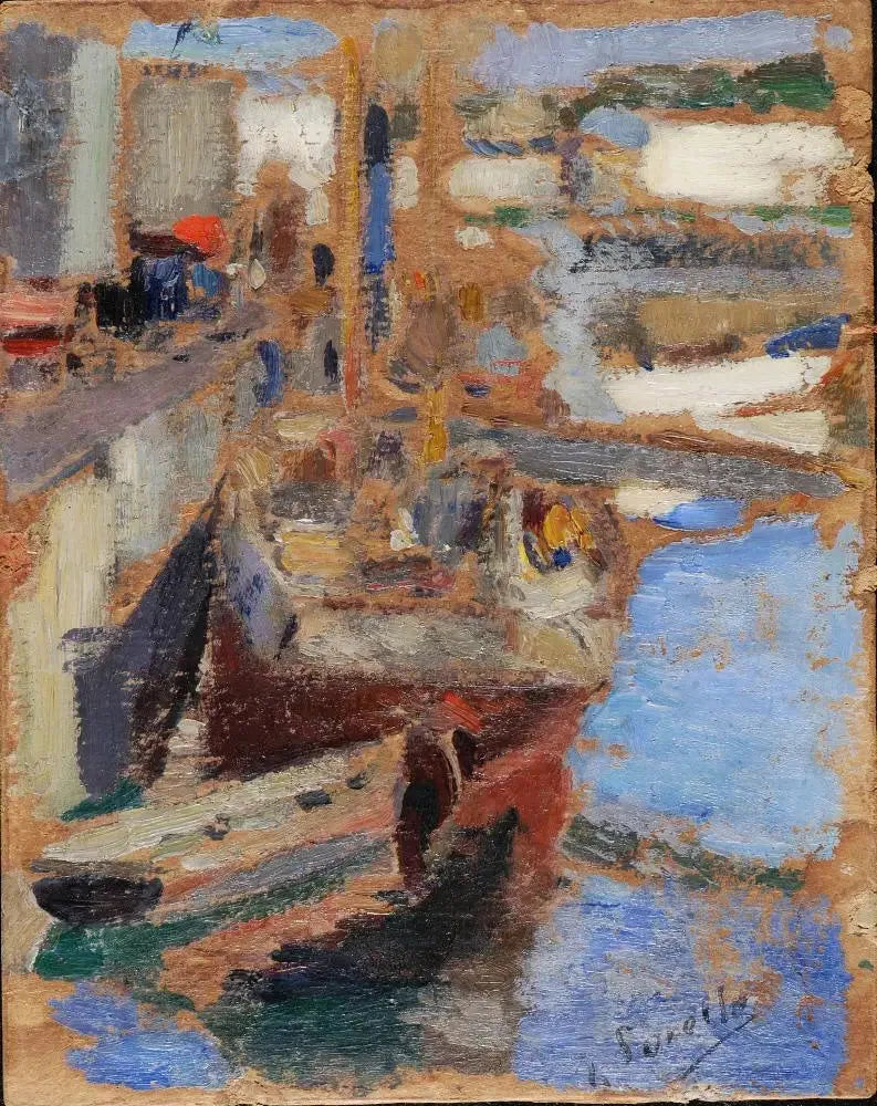 Two Boats at Dock - Joaquín Sorolla