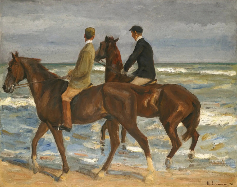 Deux cavaliers sur la plage - Max Liebermann image 1 reproduction artisanale de tableau