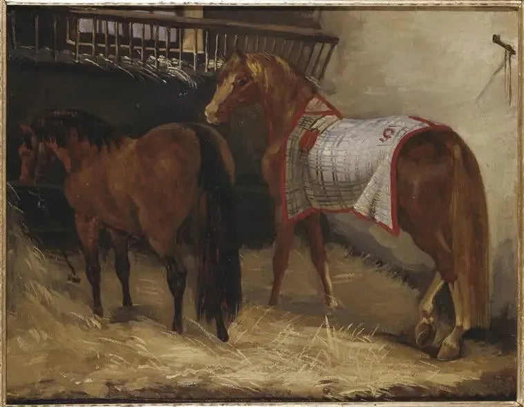 Two Horses in the Stable - Théodore Géricault