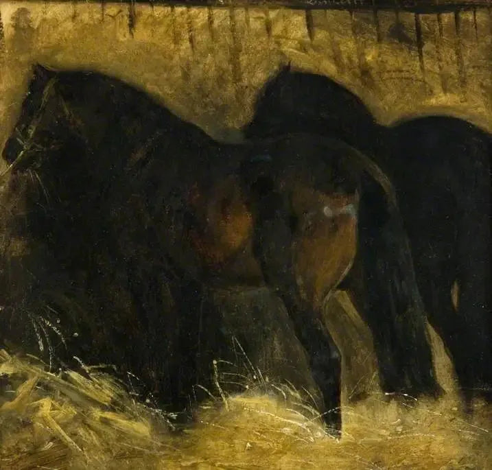 Two Brown Horses in a Stall - Théodore Géricault