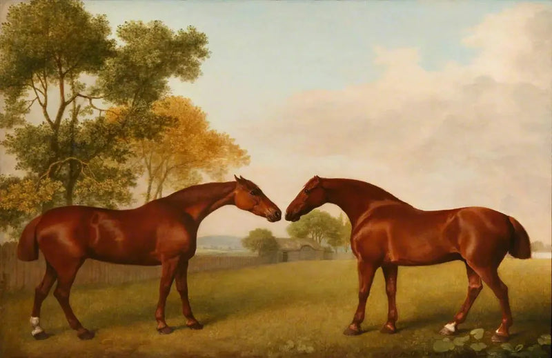 Two Horses in a Paddock - George Stubbs