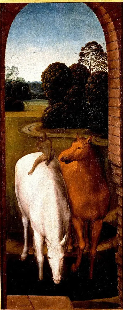 Deux chevaux dans un paysage - Hans Memling - Alpha Reproduction