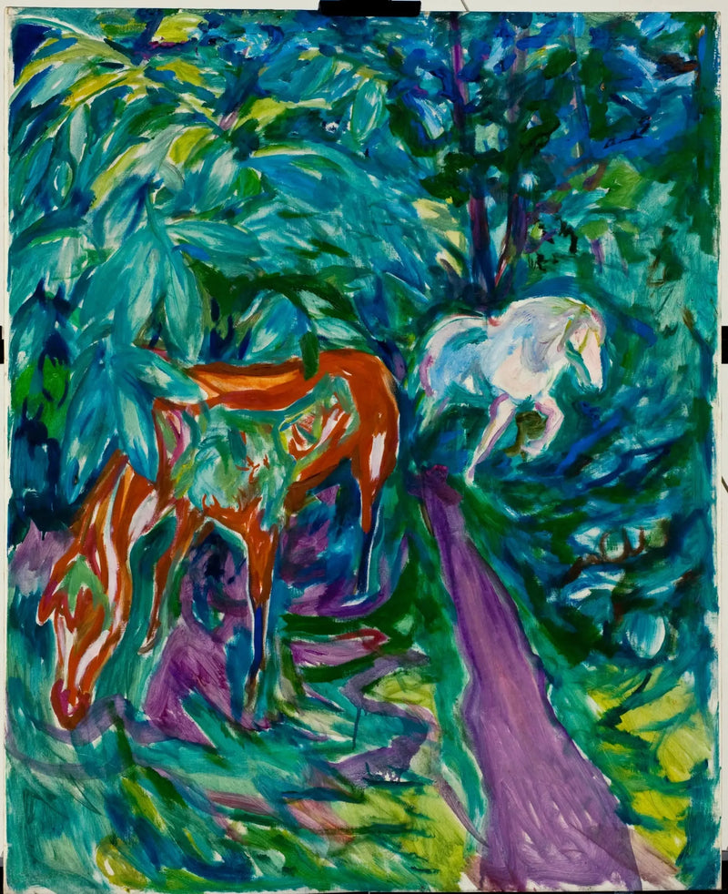 Two Horses in the Forest - Edvard Munch