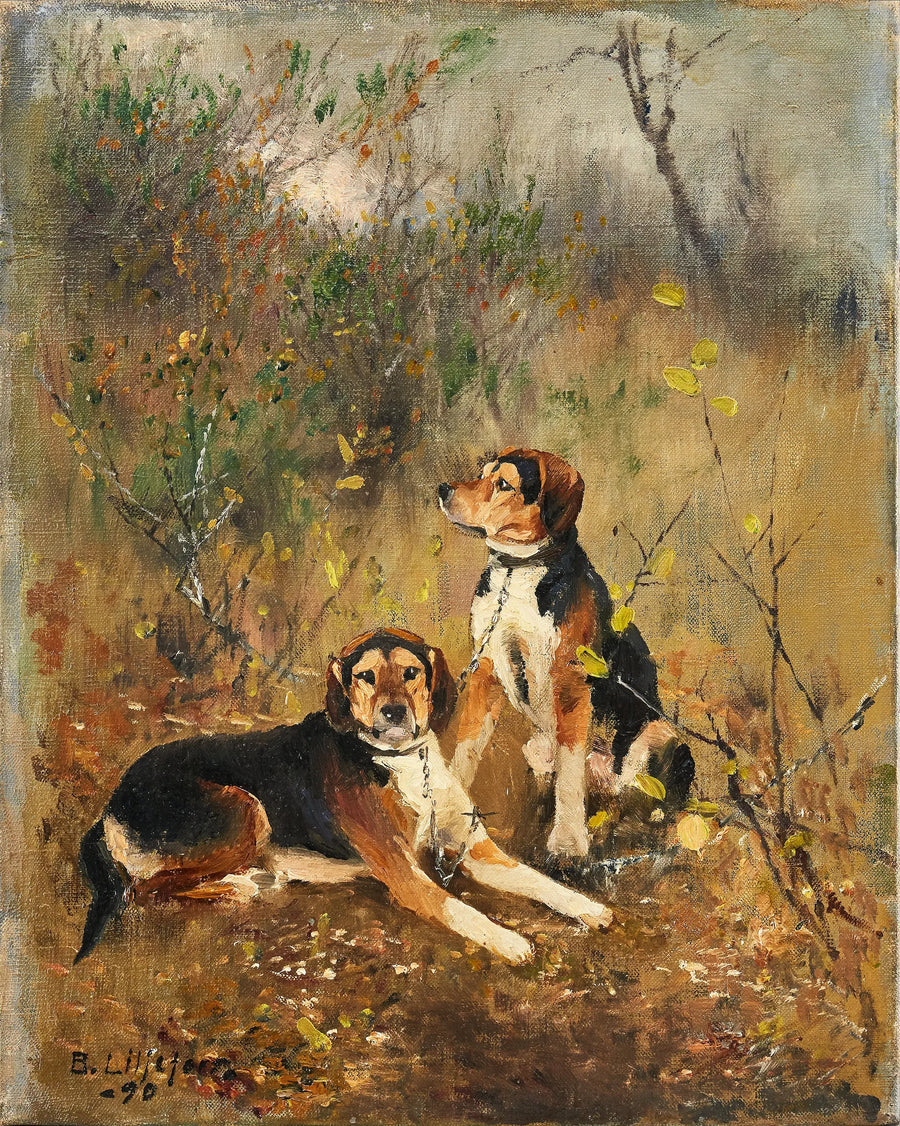 Two hunting dogs by scent - Bruno Liljefors