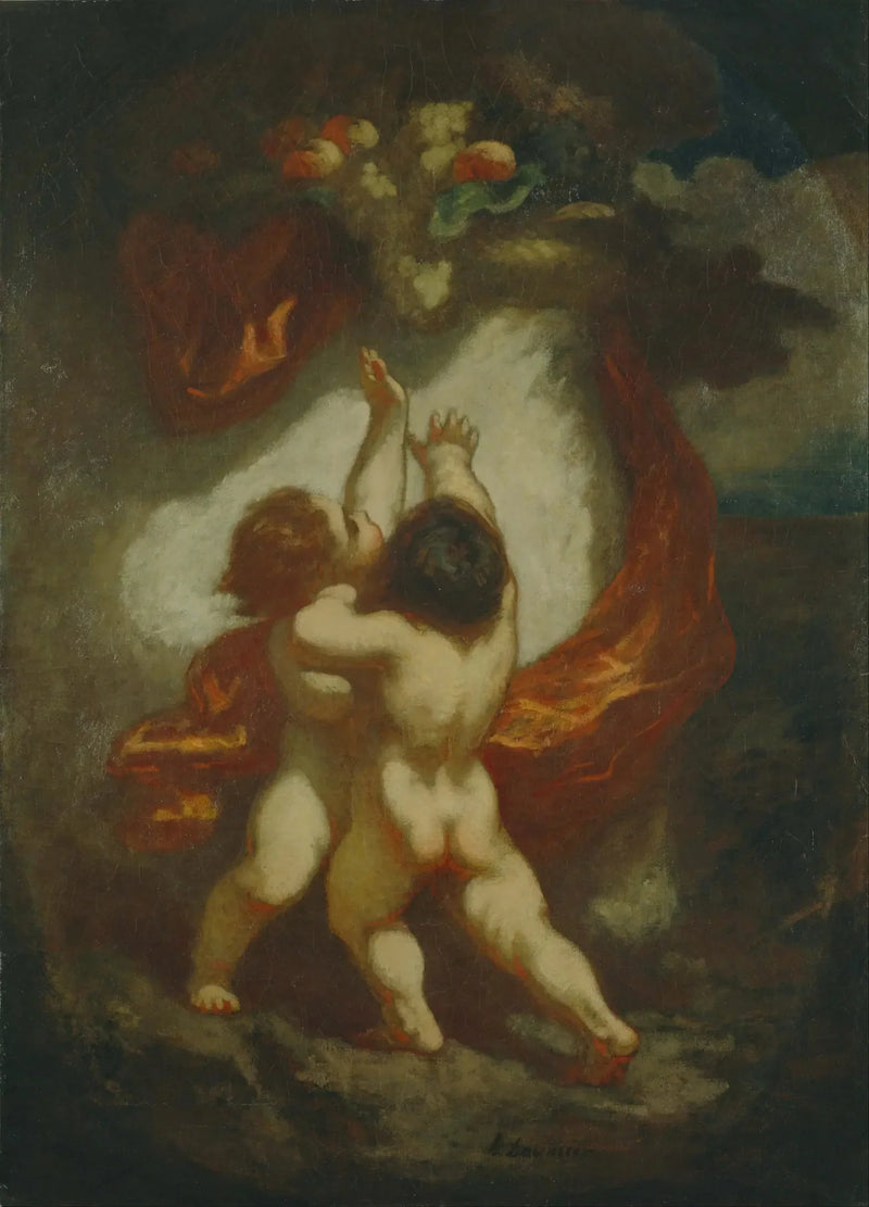 Two children searching for fruits - Honoré Daumier