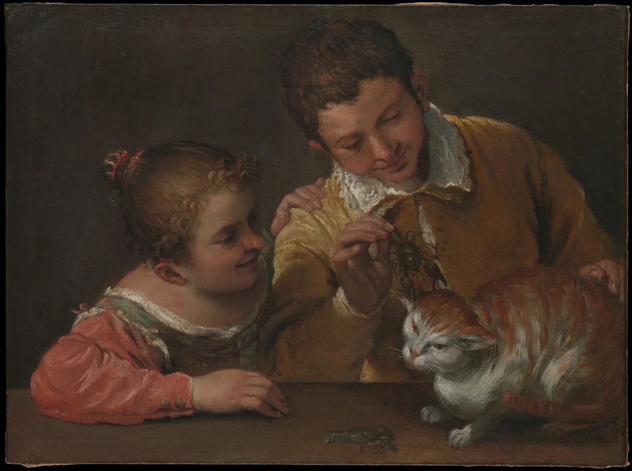 Two Children Tormenting a Cat - Annibale Carracci