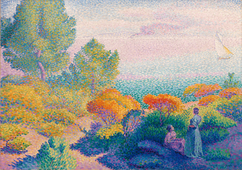 Two women by the sea, Mediterranean - Henri-Edmond Cross